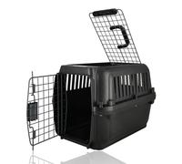 Cage pour Chat/Chien Petit 50x35x34cm - Caisse Transport Chat & Petit Chien Jusqu'à 12 kg - Panier de Voyage Démontable avec Vis - Boîte de Transport Portable Plastique Noir