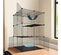 Cage pour chat - Clôture extérieure amovible - Cage métallique extra large pour petits animaux - Facile à assembler - Paradis animal pour furets et chats