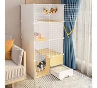 Cage pour Chat - Clôture pour Chat avec bac à litière Cage pour Chinchilla, clôture intérieure pour Chat Faite Maison, Cage de nid de Chaton en Fil Amovible pour Petits Animaux (C 75 * 49 * 147CM)