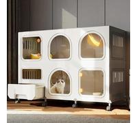 Cage pour Chat d'intérieur 2/3 Couches, Grande Cage pour Chat DIY avec bac à litière, spacieuse, Confortable, Robuste et Respirante, avec Cage pour Chat à poulie