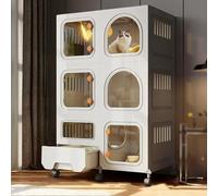 Cage pour Chat d'intérieur 2/3 Couches, Grande Cage pour Chat DIY avec bac à litière, spacieuse, Confortable, Robuste et Respirante, avec Cage pour Chat à poulie