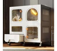 Cage pour Chat d'intérieur 2/3 Couches, Grande Cage pour Chat DIY avec bac à litière, spacieuse, Confortable, Robuste et Respirante, avec Cage pour Chat à poulie
