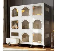 Cage pour Chat d'intérieur 2/3 Couches, Grande Cage pour Chat DIY avec bac à litière, spacieuse, Confortable, Robuste et Respirante, avec Cage pour Chat à poulie