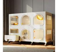 Cage pour Chat d'intérieur 2/3 Couches, Grande Cage pour Chat DIY avec bac à litière, spacieuse, Confortable, Robuste et Respirante, avec Cage pour Chat à poulie