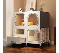Cage pour chat d'intérieur 2/3 niveaux avec bac à litière - solide, facile à installer pour un espace sans stress