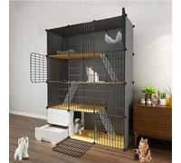 Cage pour chat d'intérieur avec bac à litière extractible, panneau en PVC et cadre en métal pour un nettoyage facile