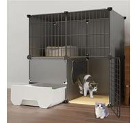 Cage pour chat d'intérieur avec bac à litière extractible, panneau en PVC et cadre en métal pour un nettoyage facile