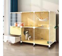 Cage pour chat d'intérieur avec litière pour chat, grand enclos amovible en fil métallique pour chaton, cage mobile pour chat avec roues universelles, parc pour intérieur et extérieur, cage à