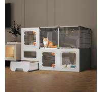 Cage pour Chat d'intérieur Cage pour Chat d'intérieur, chenil Amovible pour Chat, Facile à Assembler, pour 1-2 Petits Chats (Couleur : Noir, Taille : 107x47x72cm)