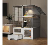 Cage pour Chat d'intérieur Cage pour Chat d'intérieur, chenil Amovible pour Chat, Facile à Assembler, pour 1-2 Petits Chats (Couleur : Noir, Taille : 72x47x107cm)