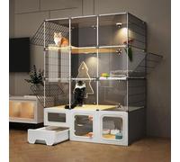 Cage pour Chat d'intérieur Cage pour Chat d'intérieur, chenil Amovible pour Chat, Facile à Assembler, pour 1-2 Petits Chats (Couleur : Noir, Taille : 107x47x142cm)