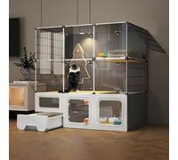 Cage pour Chat d'intérieur Cage pour Chat d'intérieur, chenil Amovible pour Chat, Facile à Assembler, pour 1-2 Petits Chats (Couleur : Noir, Taille : 107x47x107cm)
