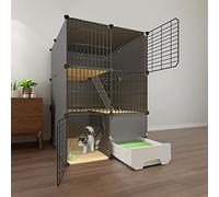 Cage pour Chat D'Intérieur, Cages pour Chat avec Bac À Litière pour Chat, Grand Enclos pour Chat À 2/3 Niveaux, Cage pour Chat pour Petit Animal, Cage en Métal Amovible pour Chat, Lieu d'exercice Id