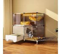 Cage pour Chat D'Intérieur, Enclos pour Chat, Parc pour Animaux De Compagnie, Cage pour Chaton avec Bac À Litière, Niche en Fil Métallique Amovible, Grand Lieu d'exercice Idéal pour 1 À 3 Chats (75