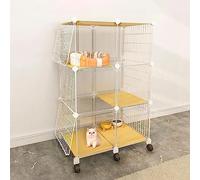 Cage pour Chat D'Intérieur, Enclos pour Chat, Parc pour Chat, Cage Amovible pour Petits Animaux avec Roue, Grand Lieu d'exercice, Idéal pour 1 À 3 Chats, Lapins Et Petits Animaux (70 X 45 X 110 Cm)