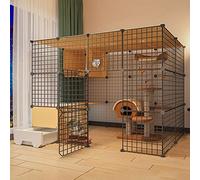 Cage pour chat d'intérieur et d'extérieur, parc spacieux pour petits animaux - Idéal pour chats, furets, chinchillas, lapins, parfait pour 1 à 4 chats avec zone de litière