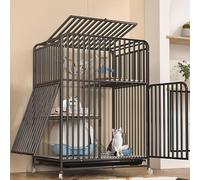 Cage pour chat d'intérieur extra large à double couche avec roulettes, robuste et fermée pour animal domestique, cage épaisse et cryptée pour chat