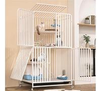 Cage pour chat d'intérieur extra large à double couche avec roulettes, robuste et fermée pour animal domestique, cage épaisse et cryptée pour chat
