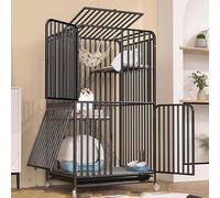 Cage pour chat d'intérieur extra large à double couche avec roulettes, robuste et fermée pour animal domestique, cage épaisse et cryptée pour chat