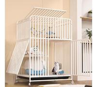 Cage pour chat d'intérieur extra large à double couche avec roulettes, robuste et fermée pour animal domestique, cage épaisse et cryptée pour chat