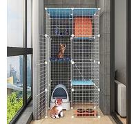 Cage pour chat d'intérieur, grand parc à chat, enclos amovible en métal à monter soi-même, cage pour petits animaux (chats, furets, etc.), grand espace d'exercice idéal pour 1 à 4 chats, 75 x 75 x 14