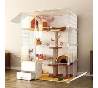 Cage pour Chat d'intérieur Grandes Cages pour Chats d'intérieur, chenils métalliques détachables Semi-fermés pour Animaux de Compagnie, pour 1 à 3 Chats (Taille : 111x75x147cm)