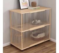 Cage pour chat en bois avec couvercle supérieur, enclos d'intérieur avec roues universelles pour petits animaux