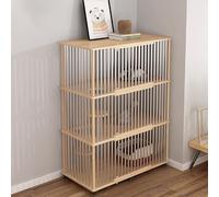 Cage pour chat en bois avec couvercle supérieur, enclos d'intérieur avec roues universelles pour petits animaux