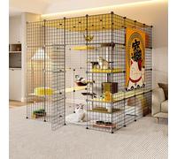 Cage pour chat - Enclos d'intérieur multi-animaux avec bac à litière, grand design facile à assembler pour chats, chiots, furets et petits animaux