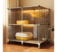 Cage pour Chat, enclos d'intérieur pour Chat, Niche Amovible en Fil métallique, Grand Espace d'exercice, idéal pour 1 à 2 Chats(75 * 39 * 78cm)