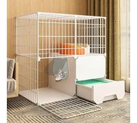 Cage pour Chat - Enclos extérieur avec Porte et bac à litière intégré, Facile à Nettoyer et sans odeurs pour Petits Animaux de Compagnie Lapins hérissons Chats (C 75 * 49 * 73CM)