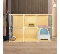 Cage pour Chat, enclos intérieur avec bac à litière, Grand Parc à Chat, niches métalliques détachables, Espace d'exercice idéal pour 1 à 3 Chats (Dimensions : 107 x 47 x 72 cm)