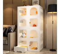 Cage pour Chat - Enclos pour Chat d'intérieur, chenils pour Chats d'intérieur avec bac à litière, Parc pour Chat Solide et Robuste à Monter soi-même, avec roulettes pour Augmenter la Hauteur