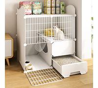 Cage pour chat - Enclos pour chat intérieur et extérieur, grand parc à 2 étages avec porte et bac à litière pour chatons, lapins et autres petits animaux de compagnie