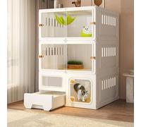 Cage pour Chat, Enclos Transparent avec bac à litière intégré - Spacieuse Villa d'intérieur pour Chats, idéale pour l'intimité, Le Confort et Les Jeux, Conception adaptée aux Animaux, accès