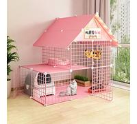 Cage pour Chat Extra Large, Cage Portable pour Chat, Cages D'Intérieur pour Chat, Grandes Cages pour Cochons d'Inde, Cage Pliable pour Chat, Grand Lieu d'exercice Idéal pour 1 À 4 Chats (Rose 111 X