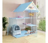 Cage pour Chat Extra Large, Cage Portable pour Chat, Cages D'Intérieur pour Chat, Grandes Cages pour Cochons d'Inde, Cage Pliable pour Chat, Grand Lieu d'exercice Idéal pour 1 À 4 Chats (Bleu 111 X