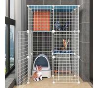 Cage pour chat, grand enclos d'intérieur, parc à chat détachable en métal à monter soi-même, cage pour chat et furet, grand espace d'exercice pour chats et petits animaux (Une, Une couleur, 75 x 75 x