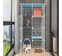 Cage pour chat, grand enclos intérieur, parc à chat détachable en métal à monter soi-même, cage pour chat et furet, grand espace d'exercice pour chats et petits animaux (Une, Une couleur, 75 x 75 x 1