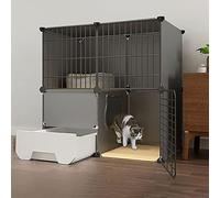 Cage pour chat - Grand parc d'intérieur avec hamac, idéal pour les petits animaux, chatons, lapins et chiots - Niche spacieuse pour jouer et se sentir confortable