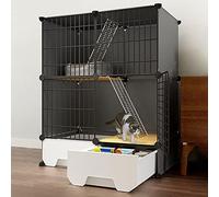 Cage pour chat - Grand parc d'intérieur avec hamac, idéal pour les petits animaux, chatons, lapins et chiots - Niche spacieuse pour jouer et se sentir confortable