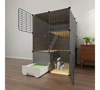 Cage pour chat - Grand parc d'intérieur avec hamac, idéal pour les petits animaux, chatons, lapins et chiots - Niche spacieuse pour jouer et se sentir confortable