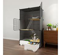 Cage pour chat - Grand parc d'intérieur avec hamac, idéal pour les petits animaux, chatons, lapins et chiots - Niche spacieuse pour jouer et se sentir confortable