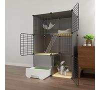 Cage pour chat - Grand parc d'intérieur avec hamac, idéal pour les petits animaux, chatons, lapins et chiots - Niche spacieuse pour jouer et se sentir confortable