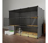 Cage pour chat - Grand parc d'intérieur avec hamac, idéal pour les petits animaux, chatons, lapins et chiots - Niche spacieuse pour jouer et se sentir confortable