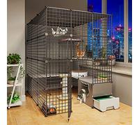 Cage pour Chat intérieure, Coquille de Cage pour Chat d'intérieur, boîte de Nouilles Plates de chenil détachable Bricolage, Grande Aire de Jeux, Cage pour Petits Animaux (White 111 * 141 * 145cm)