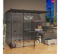 Cage pour Chat intérieure, Coquille de Cage pour Chat d'intérieur, boîte de Nouilles Plates de chenil détachable Bricolage, Grande Aire de Jeux, Cage pour Petits Animaux (White 147 * 95 * 109cm)