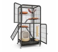 Cage pour Chat Métallique Pliable, 78 × 55 × 108 | Grille d'aération, Chat Intérieur, Supervision s chatons, Pour amateurs félins