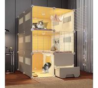 Cage pour chat - Parc intérieur à 3 étages avec bac à litière, design d'angle pour petits animaux, espace d'exercice spacieux pour chats