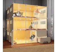 Cage pour chat - Parc intérieur à 3 étages avec bac à litière, design d'angle pour petits animaux, espace d'exercice spacieux pour chats